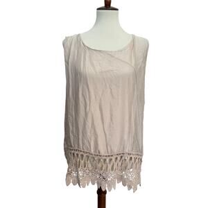 Tempo Paris Silk Crochet Detail Blouse